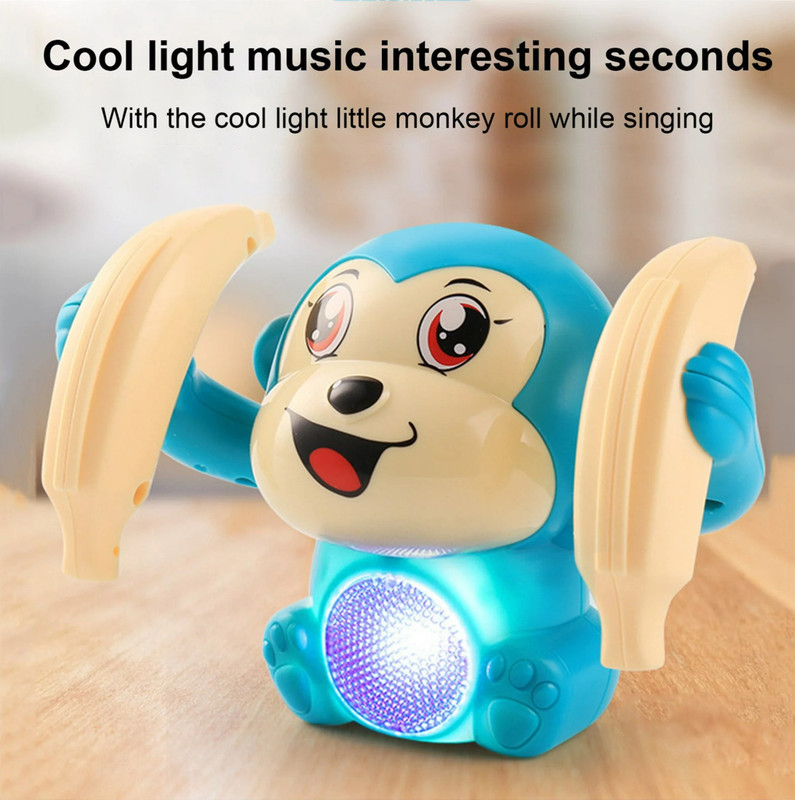 Kidzfun Voice Control Monkey Toy Spinning Rolling Musical Banana Monkey For kids(Multicolor)