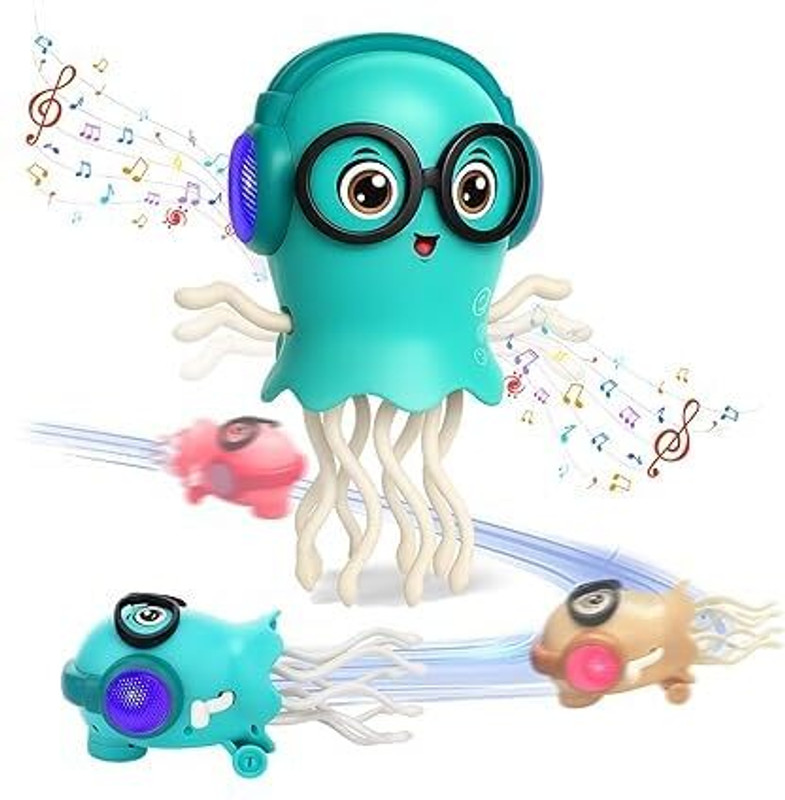 SUNNIFA Dancing Jellyfish Toy for Kids with Music, LED Lights & 360° Bump-and-Go Action(Multicolor)