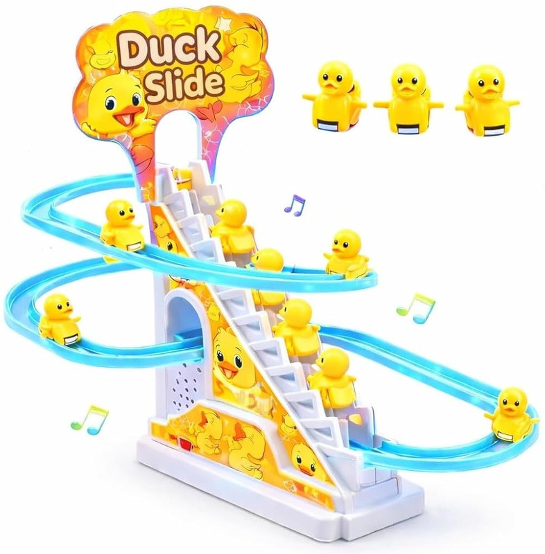 Extrawish Little Lovely Duck Slide Escalator Toy Automatic Stair-Climbing Race Track Set(Multicolor)