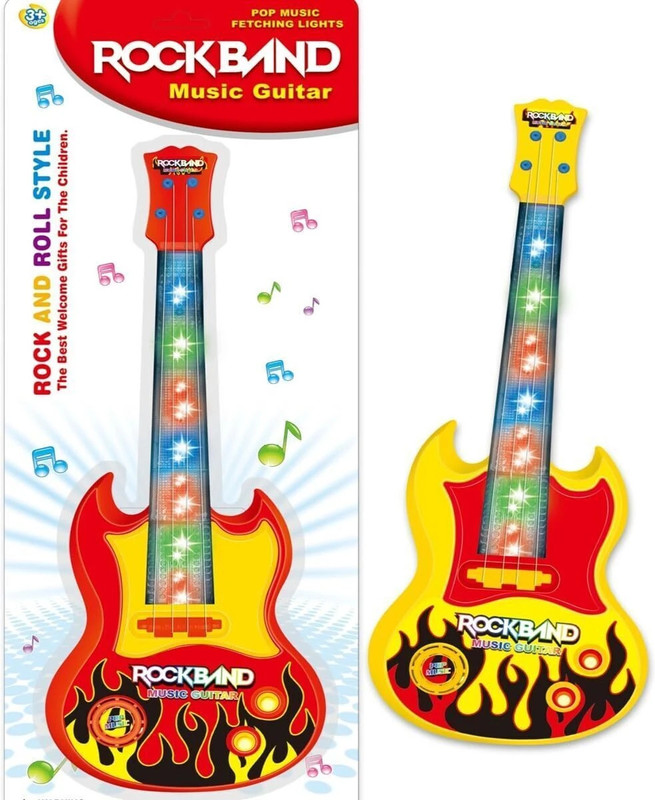 3 Jokers Children Music & Lighting Rock Guitar For Toddler Up to 5 year (Color may vary)(Multicolor)