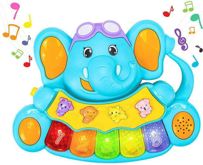 star impex Light Up Elephant Kids Piano Keyboard Musical Electronic Organ Toys(Blue)