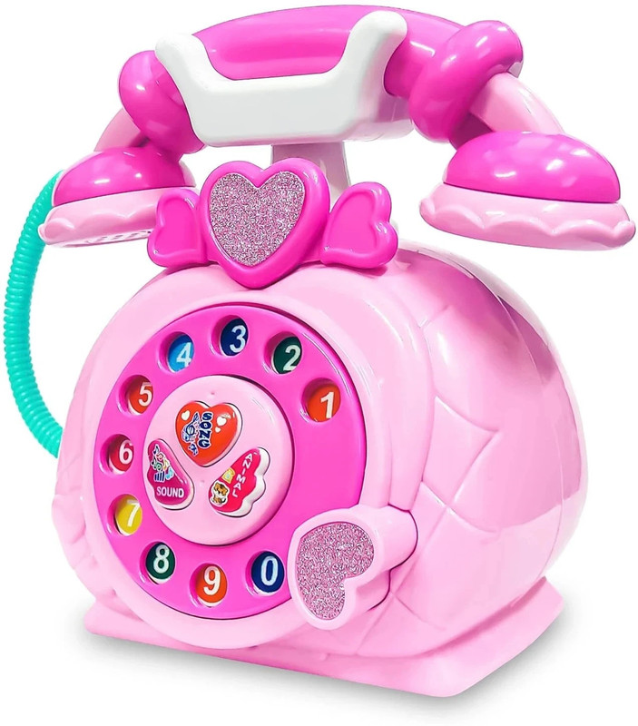 Space Age Classic Dial Toy Phone for Kids – Rotating Dial & Calling Sound Effect(Pink)
