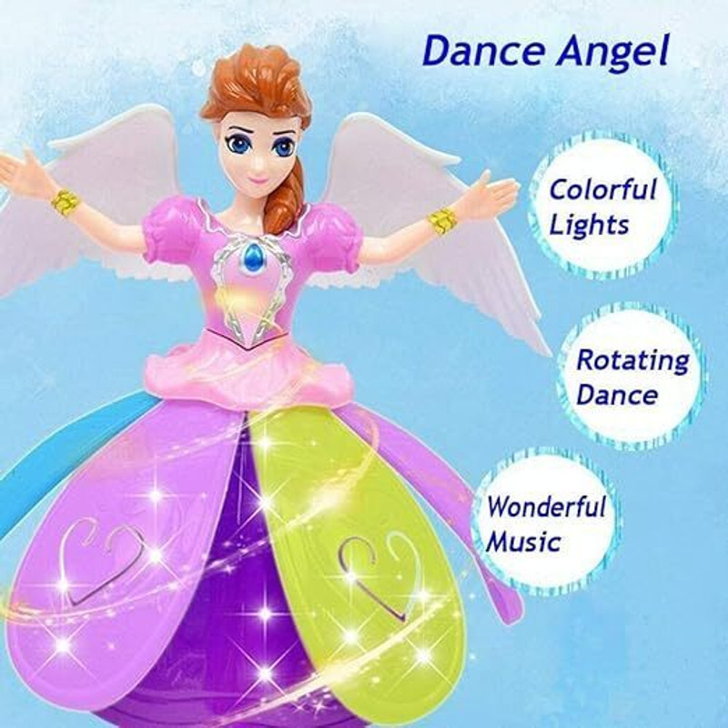 Adhira Toys Angel Girl Dancing Doll with 360 Degree Rotating Princess Dancing Girl01(Multicolor)