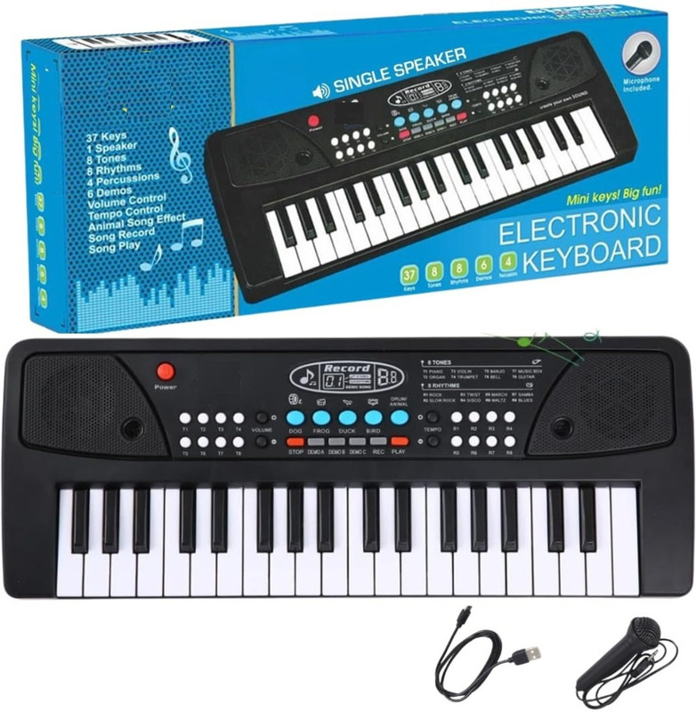 UB Toys Keyboard Piano with Mic and multi-function Portable for Kids(Black)