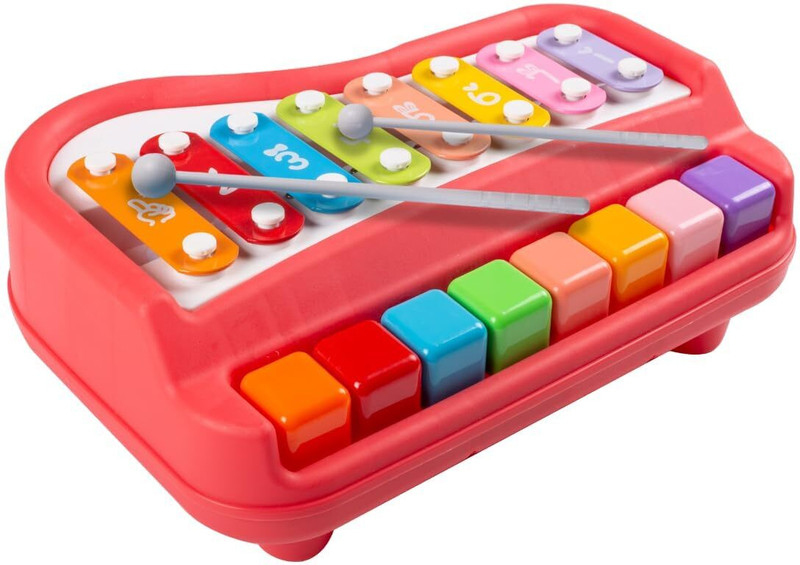 NIYAMAT 2 in 1 Baby Piano Xylophone Toy for Toddlers Old, 8 Multicolored Key Keyboard(Yellow)
