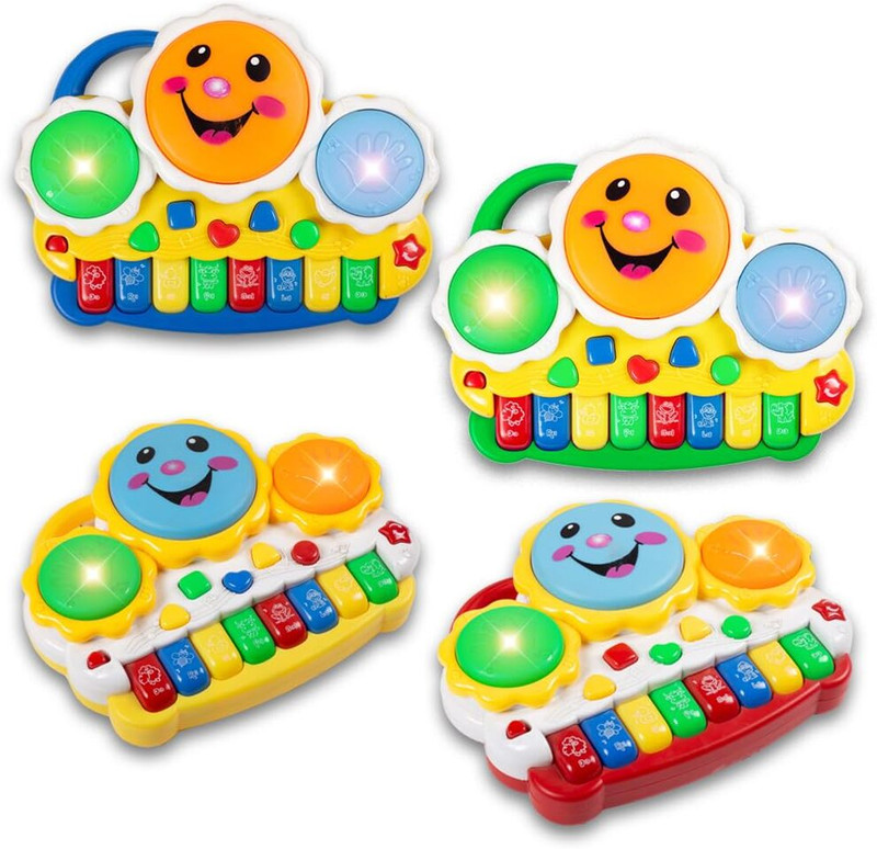 mega shine Musical Drum & Electronic Piano Keyboard Toy with Animals Sounds(Multicolor)