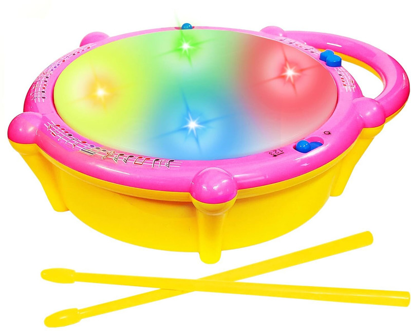 GOOLGETS lash Drum Toy with 2 Mallets for Kids | Multicolor 3D Lights(Multicolor)