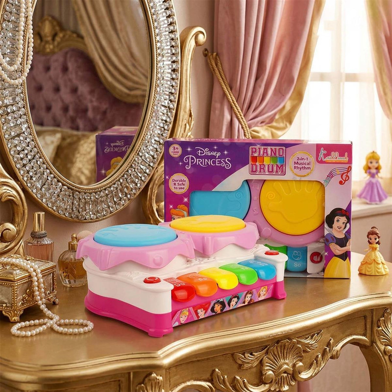 Kriiddaank Disney Princess Piano Drum Playset - Interactive Electronic Toy, Fun Game(Multicolor)