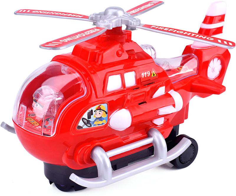 Aseenaa Air Force Helicopter Toy - Bump & Go Action With 3D Lights, Swirls And Music(Red)