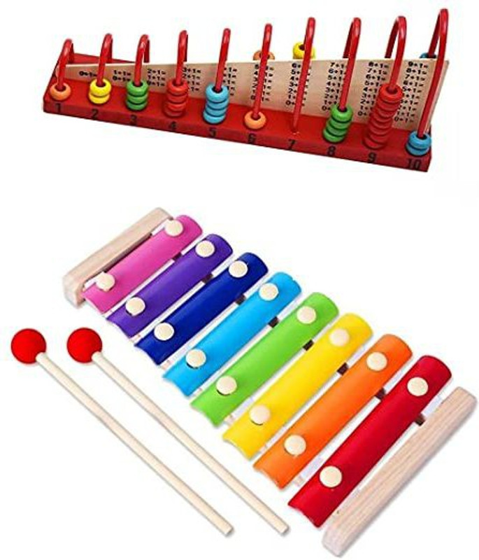 TRU TOYS Calculation Shelf + Xylophone Musical Toy (Combo) Abacus Counting Building(Multicolor)