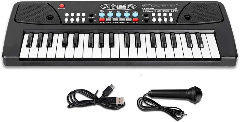 Adhira Toys Kids Keyboard Piano 37 Keys Piano for Kids Electronic Piano with Microphone(Black)