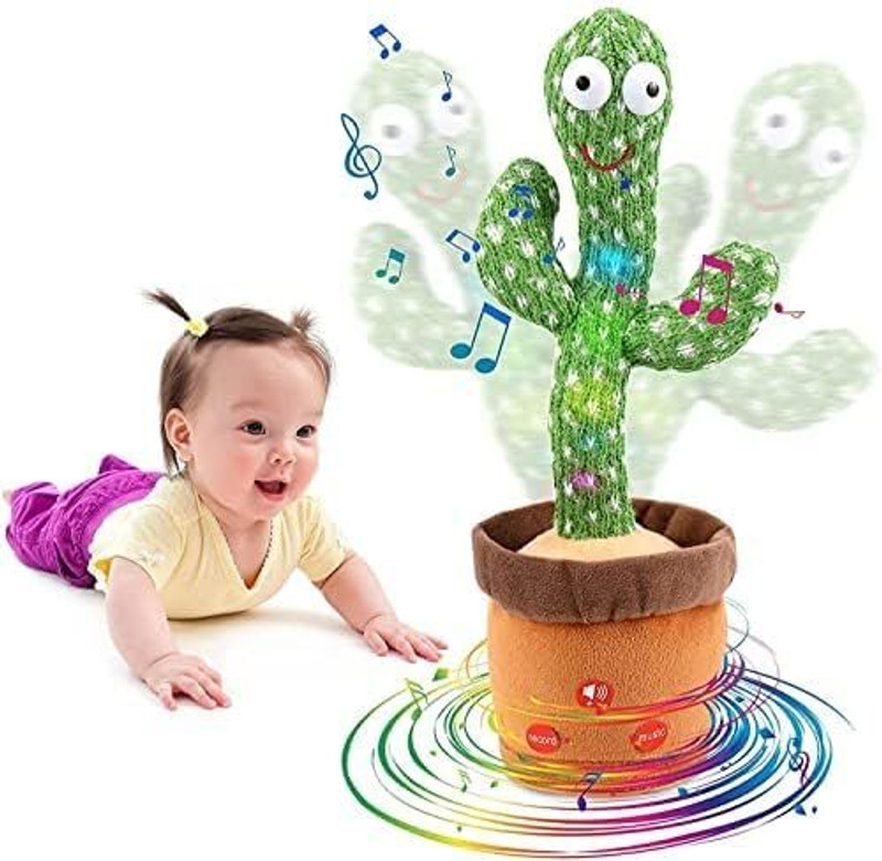 Lozenge Rechargeable Toys Talking Cactus Baby Toys for Kids Dancing Cactus Toys(Green)