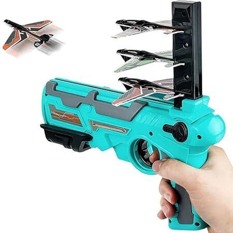 HouseOfCommon Airplane Launcher Gun,Safe and Fun Shooting Guns for Kids(Multicolor)