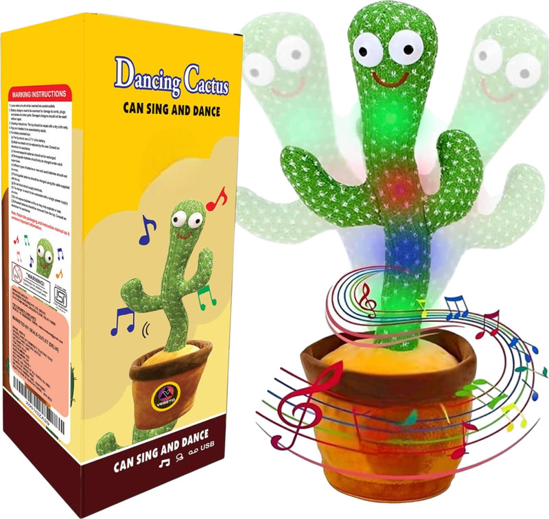 Celvia Dancing Cactus Talking Toy for Kids with Talkback, Music & LED Lights(Multicolor)