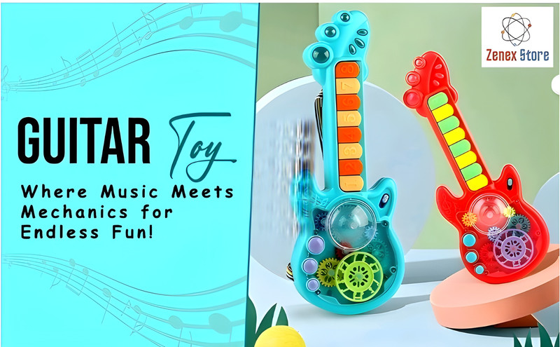 Zenex store Transparent Gear Guitar with Lights Toy for Kids Acoustic Music Learning Toys,(Multicolor)