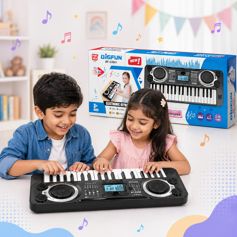 TOYRENTTO Kids Electronic Keyboard 37 Keys Piano Toy with Mic Beginner Music Gift For Kids(Black)