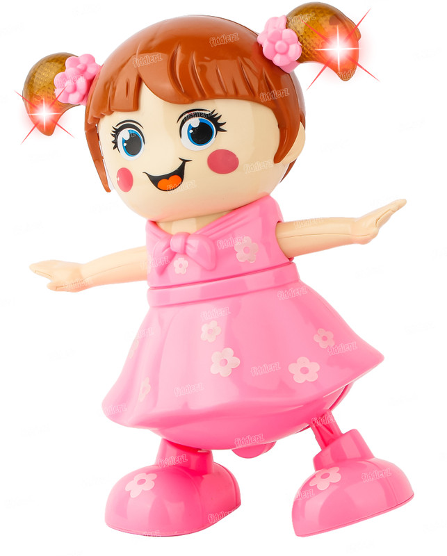 FIDDLERZ Dancing Girl Toy with 3D Lights and Music, Musical Dance Girl Doll Toy for Kids(Pink)