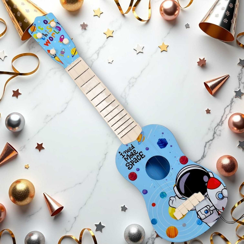 MY BABY LOVE A PERFECT CARE Guitar Toy Ukulele Toy 4 Strings Early Educational Instruments Space(Multicolor)