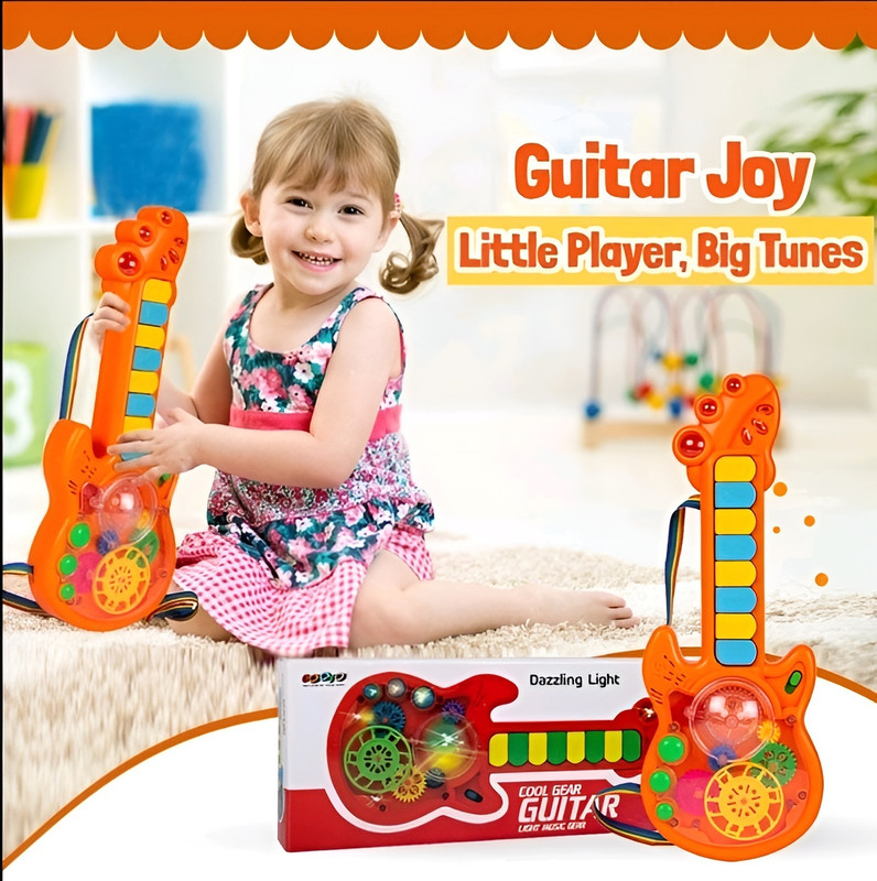 Zenex store Musical Guitar Toy for Kids with Rotating Gears Flashing Lights & Piano Sound(Multicolor)
