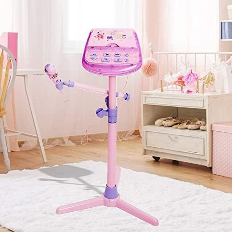 PN AVAN Musical Karaoke Toy for Kids with Microphone | MP3 Function & Adjustable Stand(Pink)