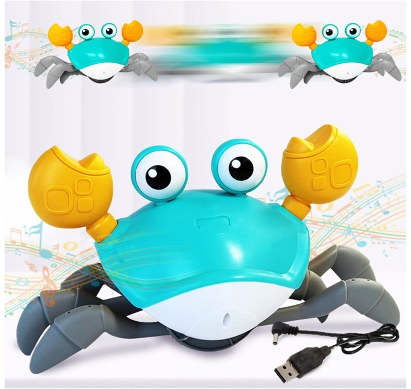 Kidzfun Rechargeable Crawling Crab with Light & Sound for Kids(Multicolor)