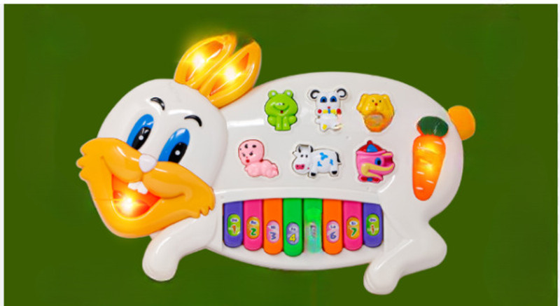 Tiny Tales Piano for Kids with Flashing Lights(IND*85121) Rabbit(Multicolor)