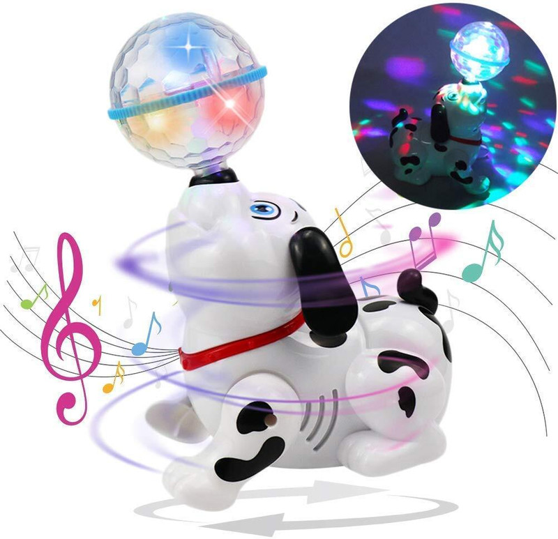 mega shine Bump and Go Dancing Dog with Music, Flashing Lights(Multicolor)