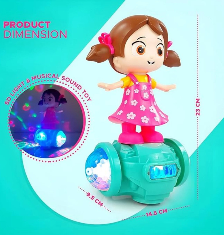 Zenvy Dancing Doll Toy with Flashing Lights & Bump Go Action for Kids(Multicolor)