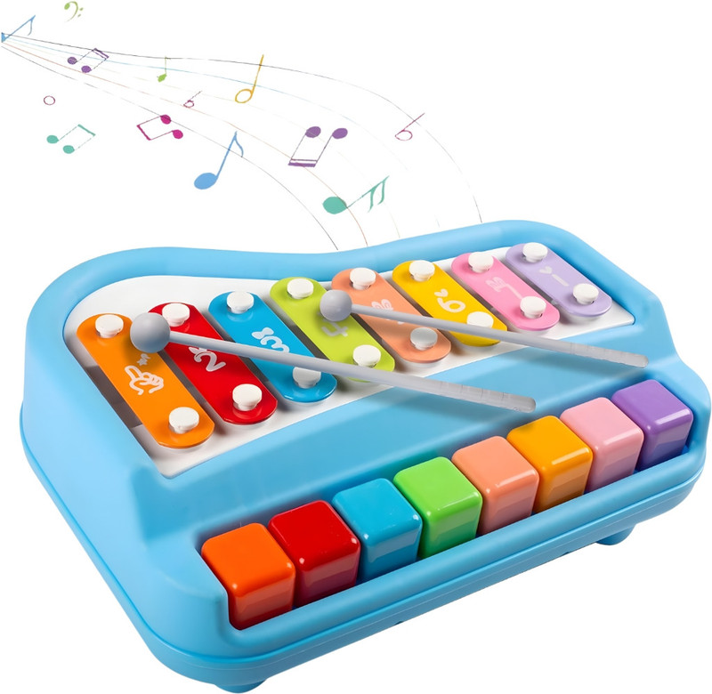 CANWELL 2-in-1 Piano Xylophone for Kids, 8 Tone Musical Toy for Babies & Toddlers C21(Multicolor)