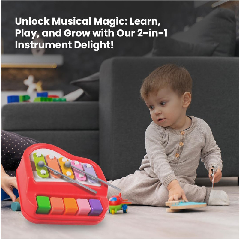 Nafhotoz 2 in 1 Musical Xylophone and Mini Piano for Kids(Multicolor)