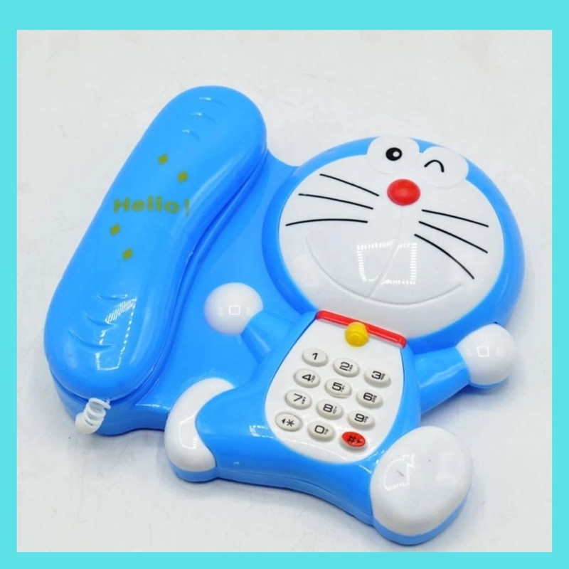 DIGSMORDEN Kids Cartoon Shape Musical Landline Toy Phone with Keypad 04(Blue)