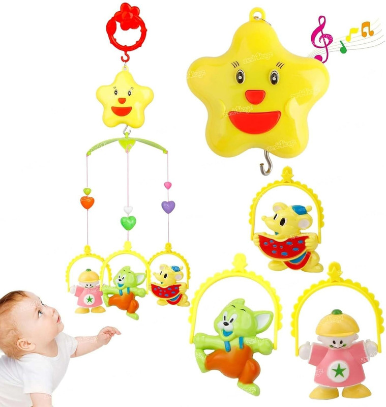 Mallexo 6PC Musical Hanging Jhoomar Cradle Toys for New Born Baby Kids Sound Rattle Toy(Multicolor)