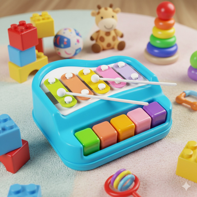 LASTICTOY Kids Educational Musical Toy Xylophone with 5 Colorful Keys(Multicolor)