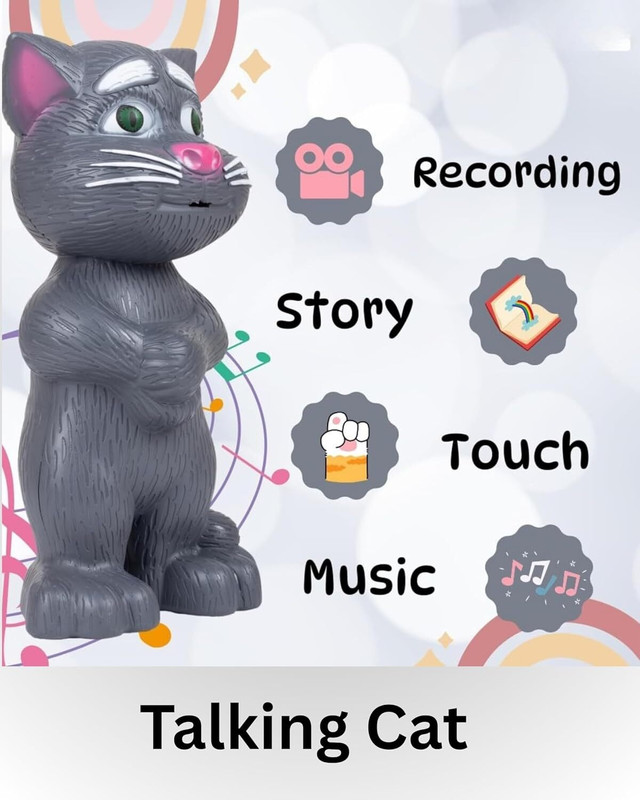 RIGHT SEARCH Electronic Pet Talking Tom Toy Cat | Voice Recording Speaking Toys for Kids(Grey)