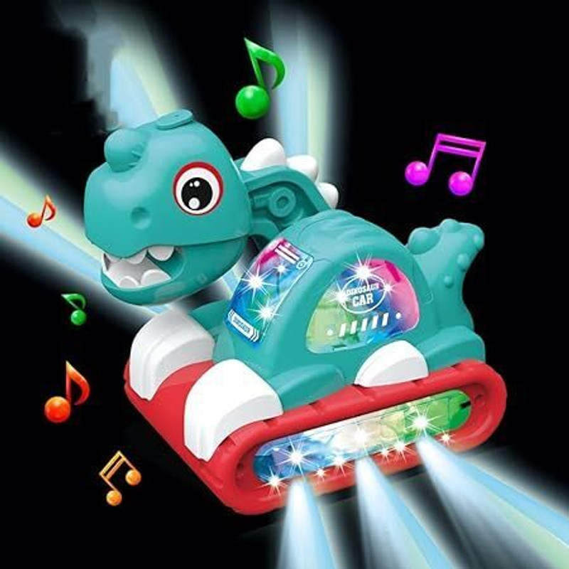 HouseOfCommon Musical Dinosaur Car Toy with Sounds and Lights for Baby(Multicolor)