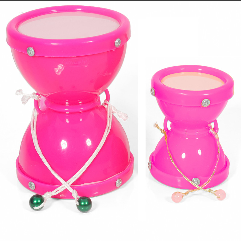 khushi enterprise Musical Damru Set of 2, Small ( 7 x 8.2 cm, 50g ), Big ( 9.5 x 13 cm, 110 g )(Pink)
