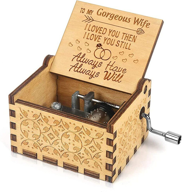 PATPAT Music Box to My Gorgeous Wife Hand Crank Wooden Musical Boxes, Antique(Multicolor)