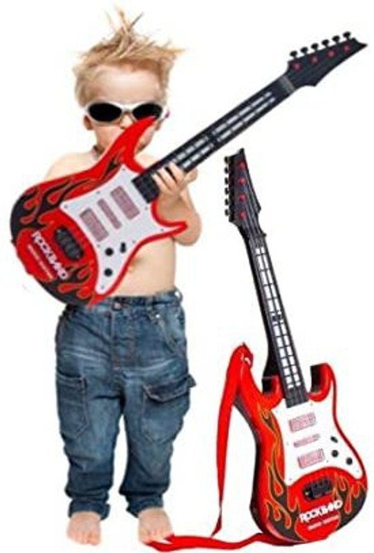 Anushka Toys 4-String Light and Music Guitar Toy with Adjustable Tuning for Kids(Multicolor)