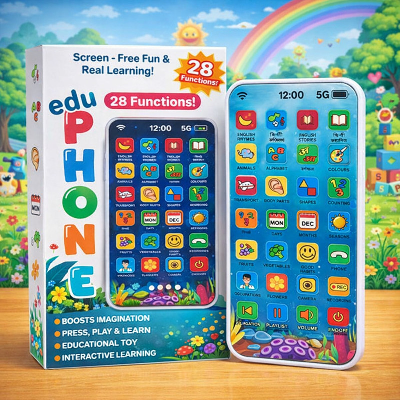 Toybot 28 Learning Functions in English & Hindi Kids Phone Toy Rechargeable Mobile(Multicolor)