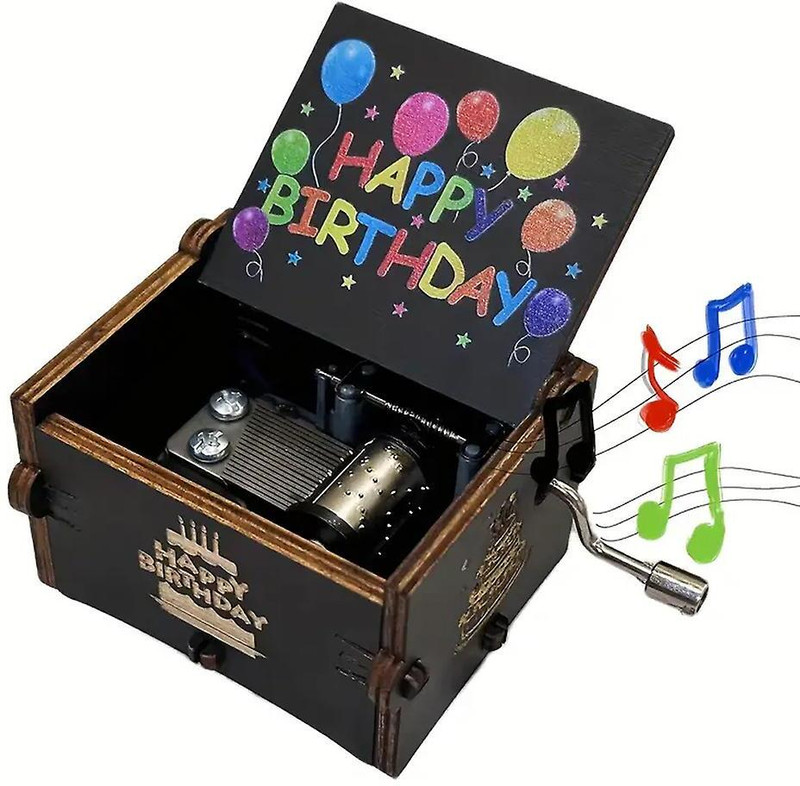 Store2508 Wooden Vintage Hand Cranked Music Box – Happy Birthday to You(Multicolor)