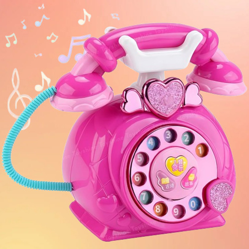 JOUJOU Pink Toy Phone For Kids With Light Sound Interactive Pretend Play Toy(Pink)
