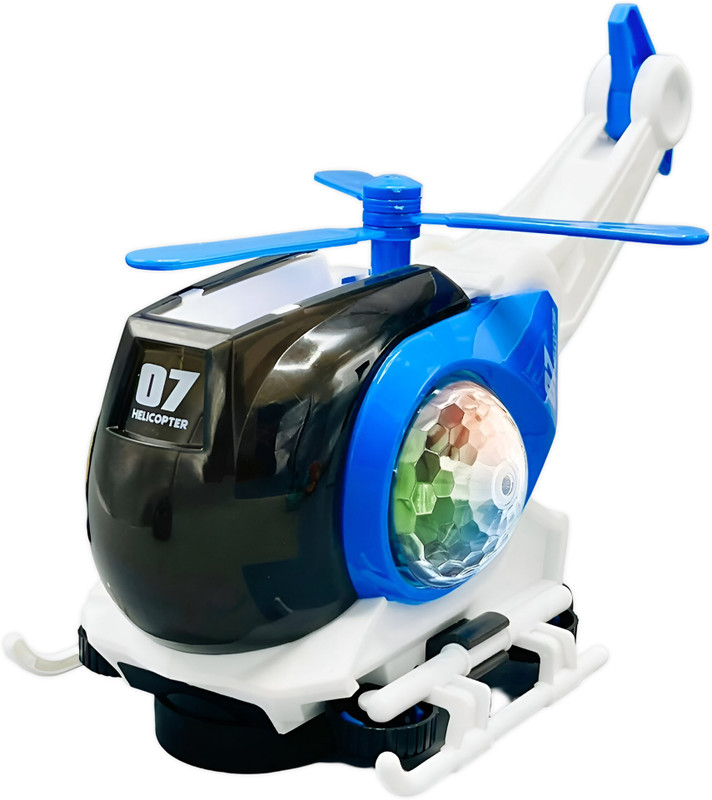 Aseenaa Musical Helicopter Toy for Kids Universal Wheel Lights & Sound Toy Bump N Go Toy(Blue)