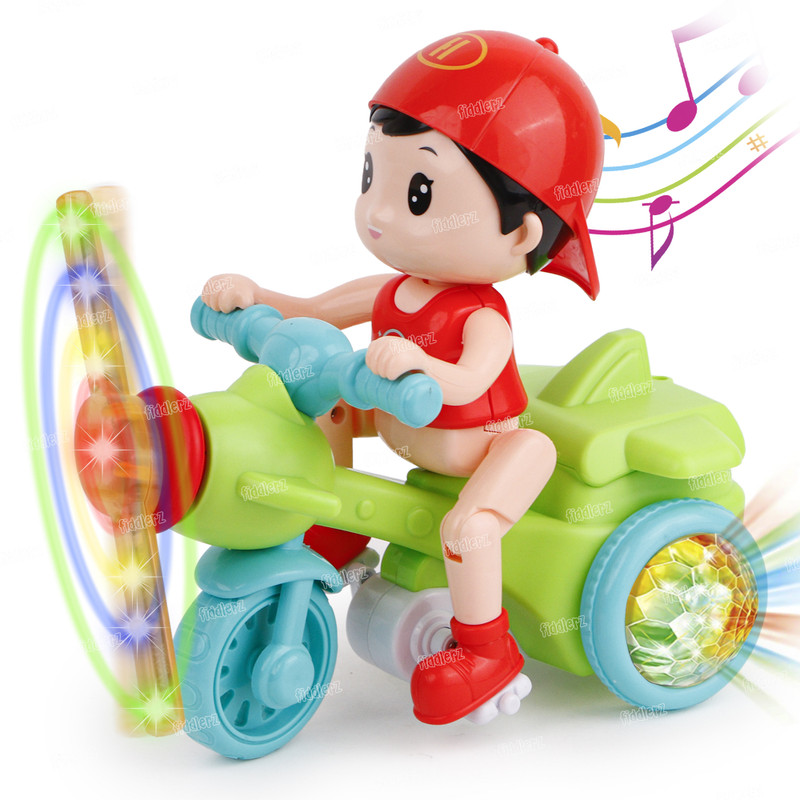 FIDDLERZ Stunt Tricycle Toy for Kids with 360 Degree Rotated 3D Light & Musicfor Boy Girl(Multicolor)
