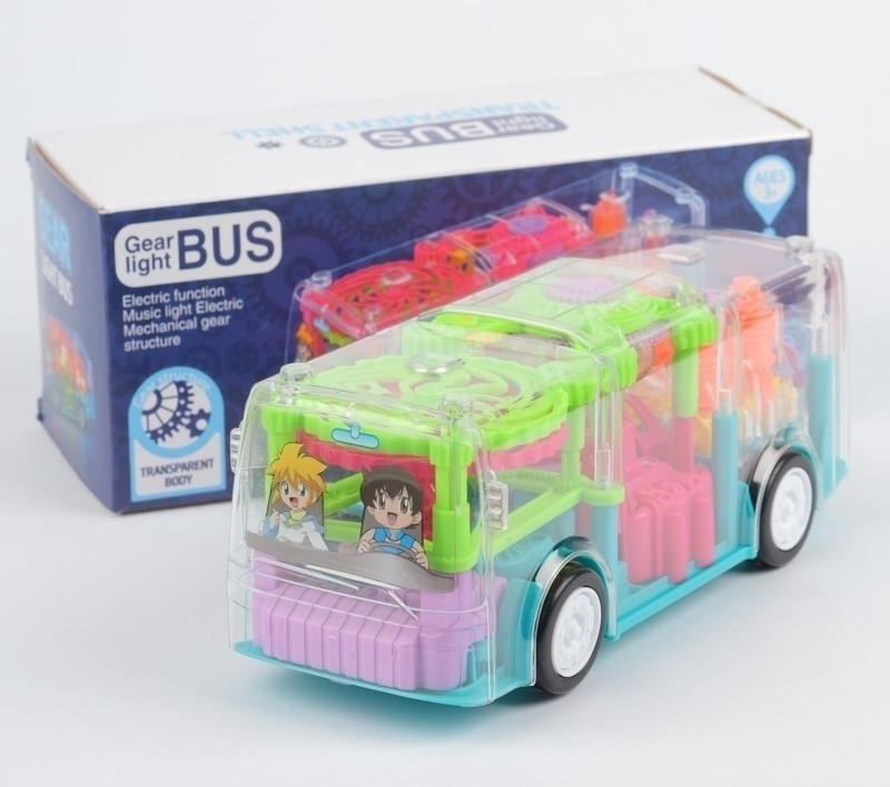 Globular Concept Musical Transparent Bus 3D Gear Toy with Light & Sound Effects(Multicolor)