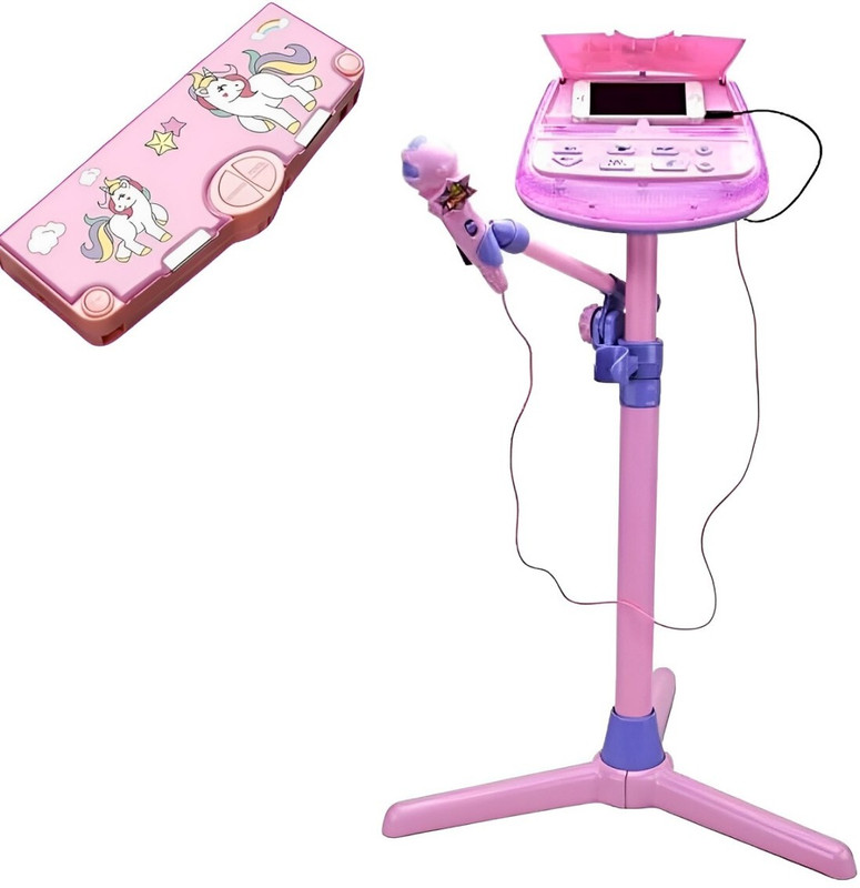 Premio Coppex Kids Karaoke Microphone – Sing-Along Fun + Free Unicorn Pencil Case(Pink)