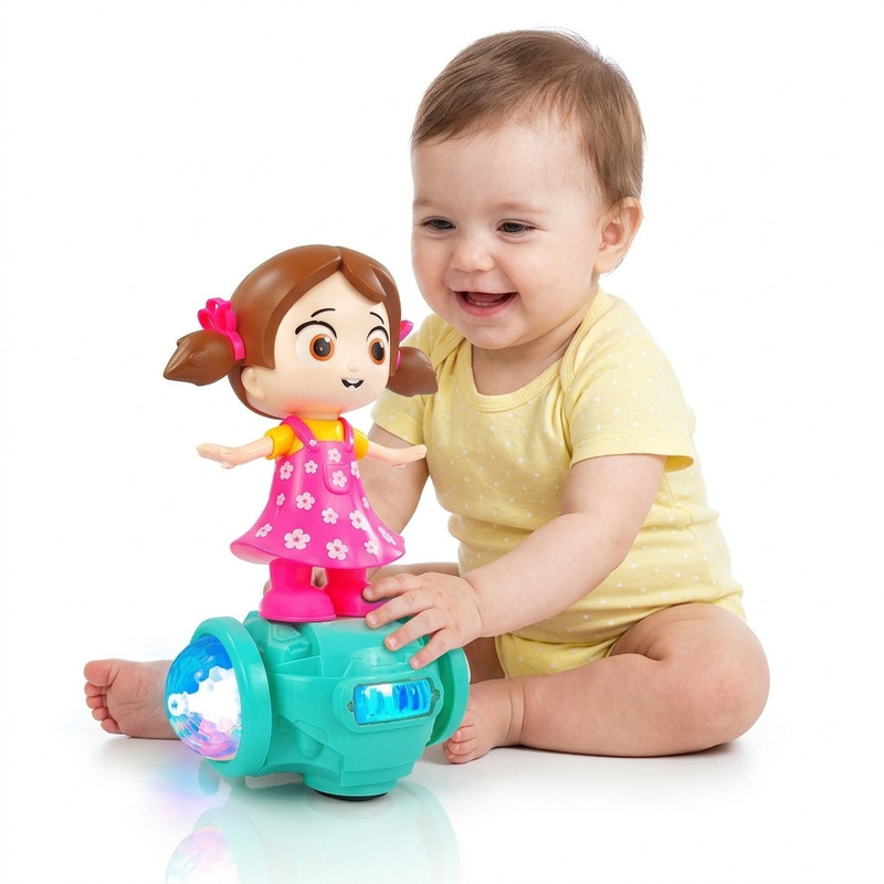AlvexToys 360 Degree Rotating Musical Dancing Girl Toy, Dancing Doll with Flashing Lights(Multicolor)