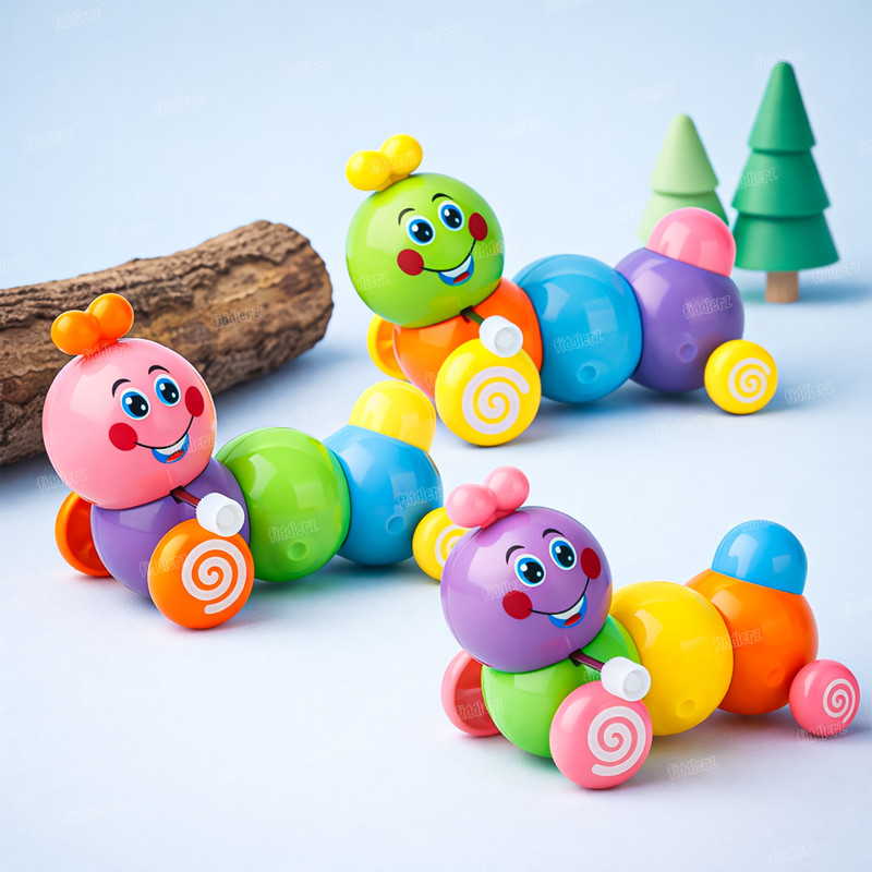 FIDDLERZ Wind-Up Caterpillar Toys for Kids Push Toy for Boys & Girls Multicolor(Multicolor)