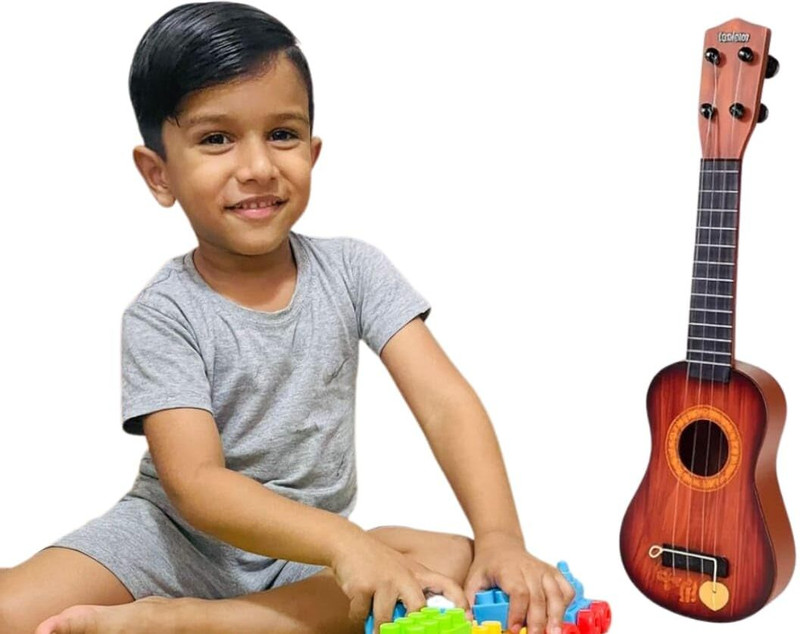 KidsCorner New Mini 4 String Guitar for Kids Wooden Finish Classical Series Musical Toys(Multicolor)