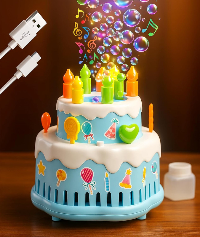 ZUNBELLA Rechargeable Automatic Bubble Machine With Colorful Sticker,Light & Music Toy(Multicolor)