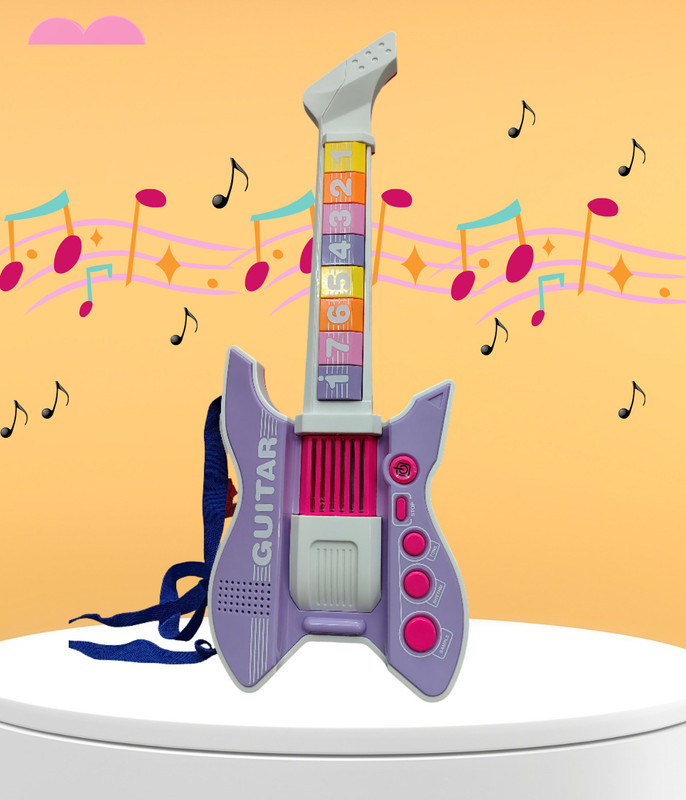 Bravia Electric Guitar Musical Instrument Toy for Kids Ages 3+, Birthday, Rakhi Gift(Pink, White)